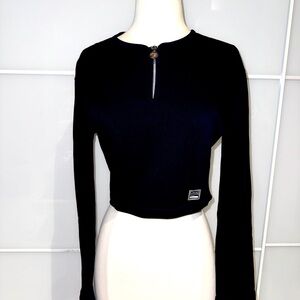 Versace Black Long Sleeve Crop Top